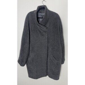 Eileen Fisher Coat Sheared 72%Suri Alpaca 26%Wool Gray  Collar Size Large